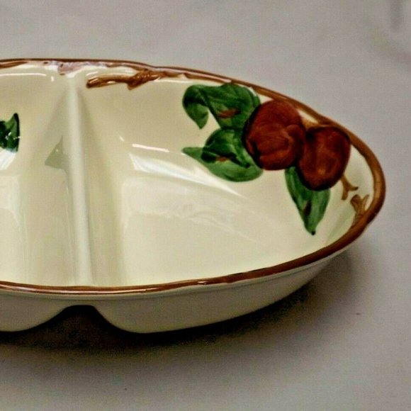 Franciscan Earthenware Hand Painted Apple Divided Oval Vegetable Bowl USA 63-71 - Picture 6 of 13